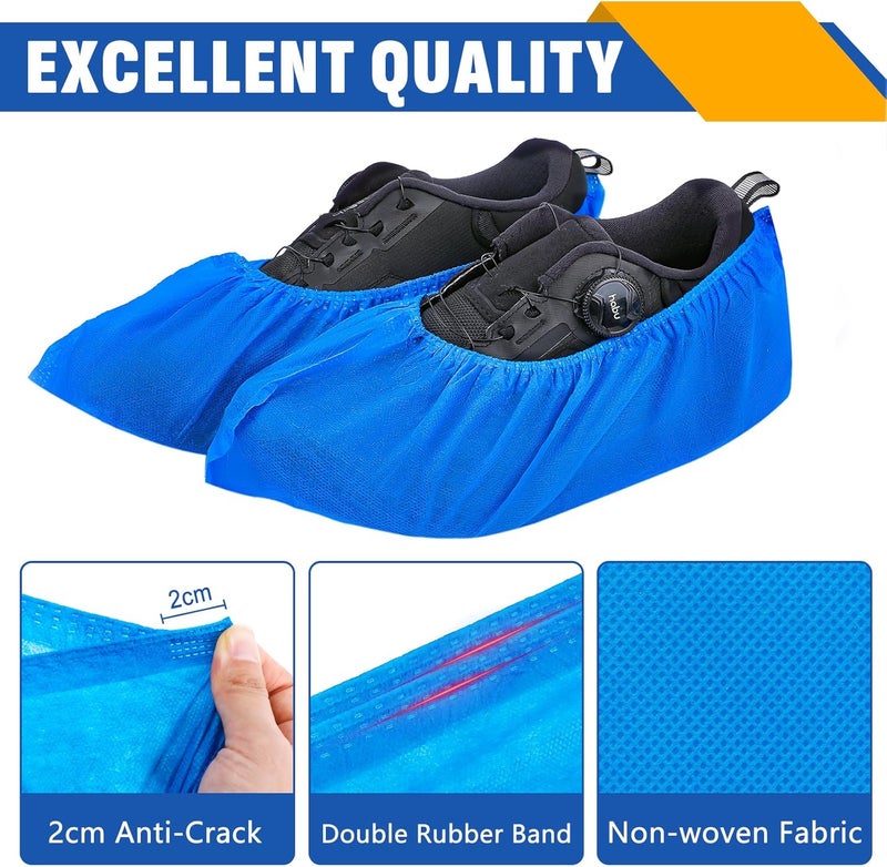 NUITPY 300 Pack(150 Pairs) Shoe Covers Disposable, Non-woven Fabric Shoes Covers for Indoor, Blue Durable & Reusable Disposable Boot & Shoe Covers, Larger Size Fits Various Shoes - Image 3